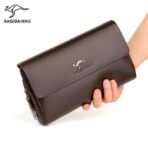 Men Clutch Bag Leather Long Purse Password Money Bag