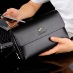 Men Clutch Bag Leather Long Purse Password Money Bag - Image 3