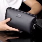 Men Clutch Bag Leather Long Purse Password Money Bag/ S3070 - Image 3